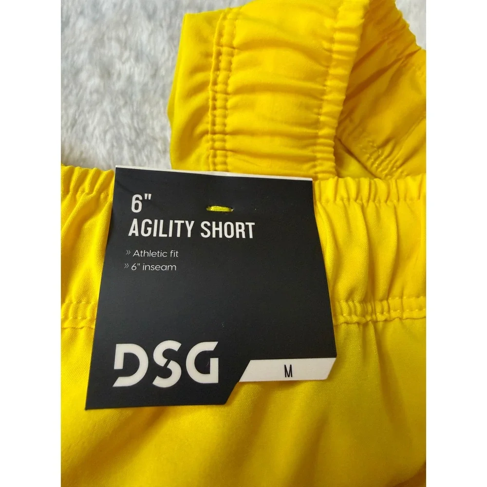 DSG Mens 6 Inch‎ Agility Short Yellow Athletic Fit Running Gym Shorts Size M NEW